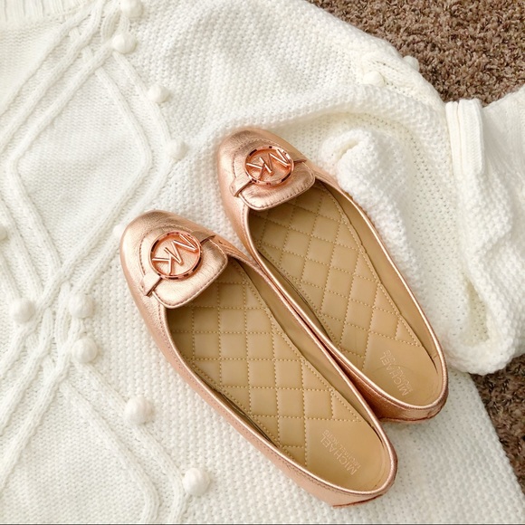 Michael Kors Rose Gold Lillie Logo Flats - Picture 1 of 8